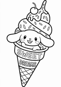 Cinnamoroll In An Ice Cream Coloring Page Cone For Kids 7