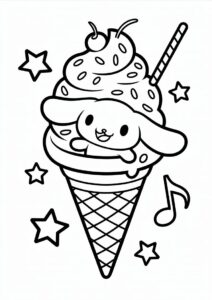 Cinnamoroll In An Ice Cream Coloring Page Cone For Kids 8