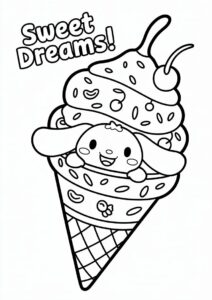 Cinnamoroll In An Ice Cream Coloring Page Cone For Kids 9
