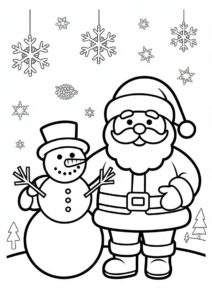 Coloring Page OF Santa And Snowman To Color 1