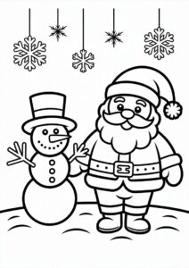 Coloring Page OF Santa And Snowman To Color 2