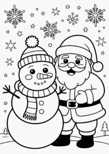 Coloring Page OF Santa And Snowman To Color 3