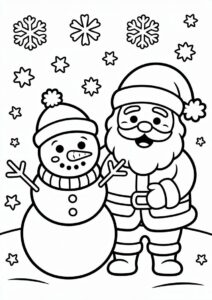 Coloring Page OF Santa And Snowman To Color 4