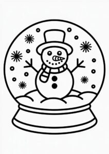 Coloring Page OF a Snowman In Snowglobe 2