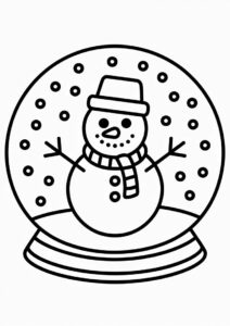 Coloring Page OF a Snowman In Snowglobe 3