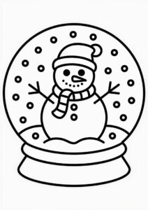 Coloring Page OF a Snowman In Snowglobe 4
