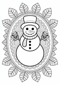 Coloring Page OF a Snowman Mandala 1