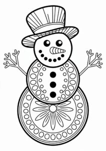 Coloring Page OF a Snowman Mandala 3