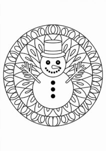 Coloring Page OF a Snowman Mandala 4