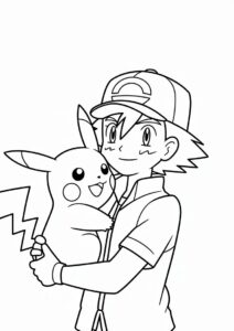 Coloring Page Of Ash Embracing Pikachu 6