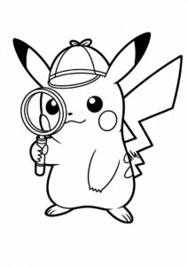 Coloring Page Of Detective Pikachu With Magnifying Glass 1