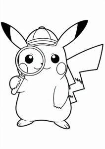 Coloring Page Of Detective Pikachu With Magnifying Glass 2