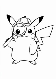Coloring Page Of Detective Pikachu With Magnifying Glass 3