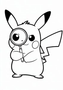 Coloring Page Of Detective Pikachu With Magnifying Glass 4