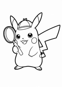 Coloring Page Of Detective Pikachu With Magnifying Glass 5