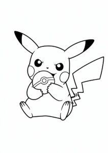Coloring Page Of Pikachu Biting Pokeball 1