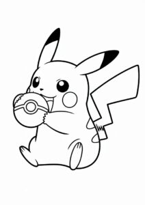 Coloring Page Of Pikachu Biting Pokeball 2