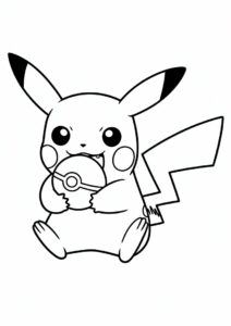 Coloring Page Of Pikachu Biting Pokeball 4