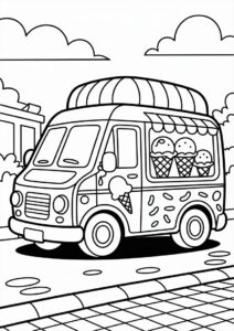 Coloring Sheet Of A Ice Cream Coloring Page Van 1