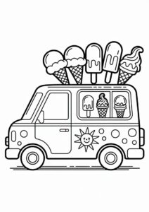 Coloring Sheet Of A Ice Cream Coloring Page Van 2