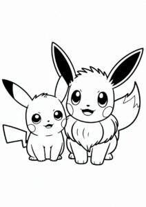 Coloring Sheet Of Baby Pikachu And Eevee 1