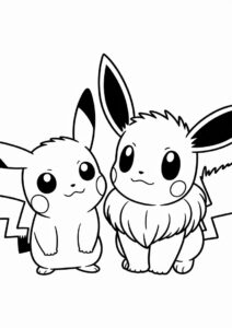 Coloring Sheet Of Baby Pikachu And Eevee 2