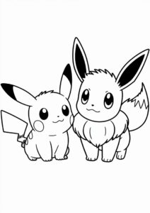 Coloring Sheet Of Baby Pikachu And Eevee 3