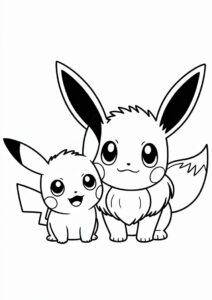 Coloring Sheet Of Baby Pikachu And Eevee 4