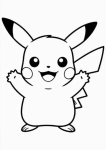 Coloring Sheet Of Cute Pikachu With Arms 1