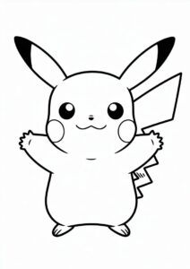 Coloring Sheet Of Cute Pikachu With Arms 2