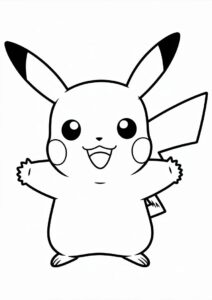 Coloring Sheet Of Cute Pikachu With Arms 3