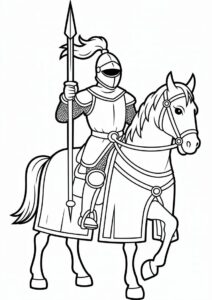 Coloring Sheet Of Knight With Lance On A Horse 5