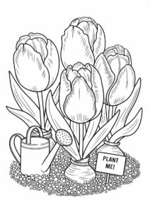 Coloring Sheet Of Large Tulip Bulbs 2