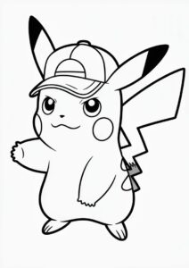 Coloring Sheet Of Pikachu Wearing Cap 1