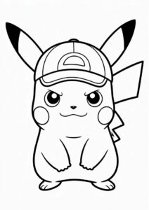Coloring Sheet Of Pikachu Wearing Cap 10