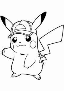 Coloring Sheet Of Pikachu Wearing Cap 11