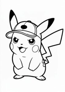Coloring Sheet Of Pikachu Wearing Cap 12