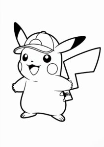 Coloring Sheet Of Pikachu Wearing Cap 3