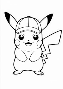 Coloring Sheet Of Pikachu Wearing Cap 4