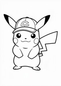 Coloring Sheet Of Pikachu Wearing Cap 5