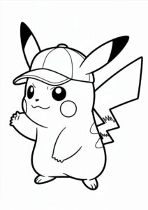 Coloring Sheet Of Pikachu Wearing Cap 6