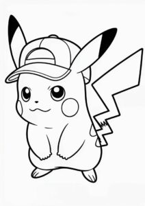 Coloring Sheet Of Pikachu Wearing Cap 7