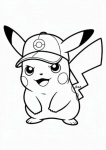 Coloring Sheet Of Pikachu Wearing Cap 8