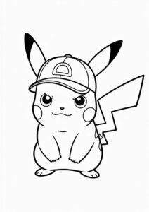 Coloring Sheet Of Pikachu Wearing Cap 9