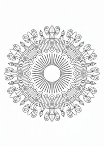 Complex Sun And Flower Mandala Coloring Sheet 2
