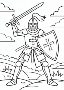 Crusader Knight Fighting Coloring In 2