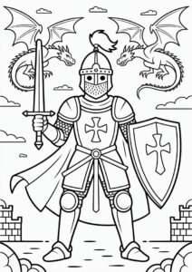 Crusader Knight With Dragons In Background 1