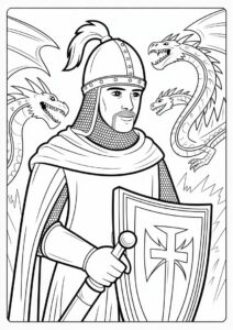 Crusader Knight With Dragons In Background 2
