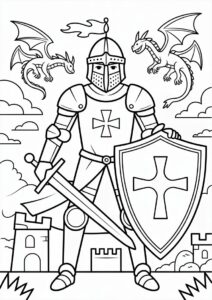 Crusader Knight With Dragons In Background 3