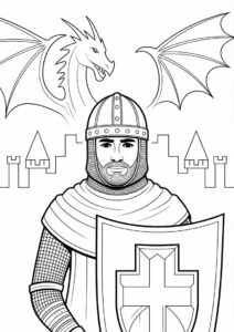 Crusader Knight With Dragons In Background 4